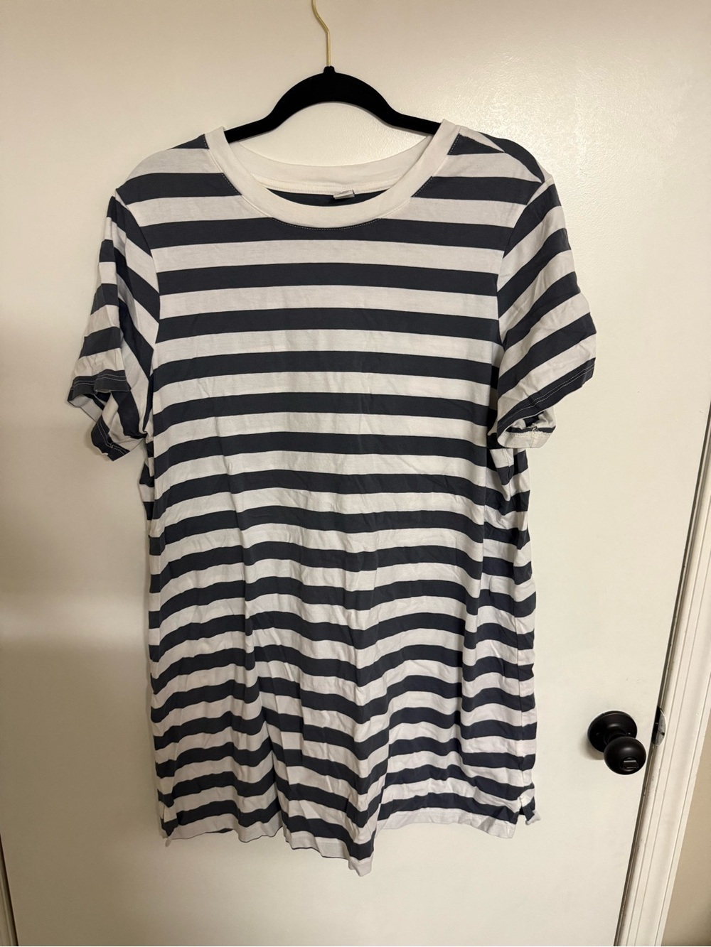 Classic Navy and White Striped Crewneck T-Shirt